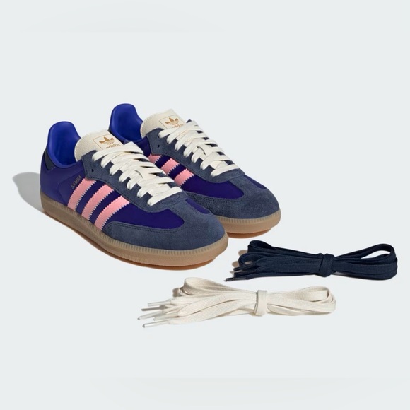 Adidas Womens Size 10 Samba OG Satin Lucid Blue/Pink NWT ✨RARE✨ - Picture 10 of 16
